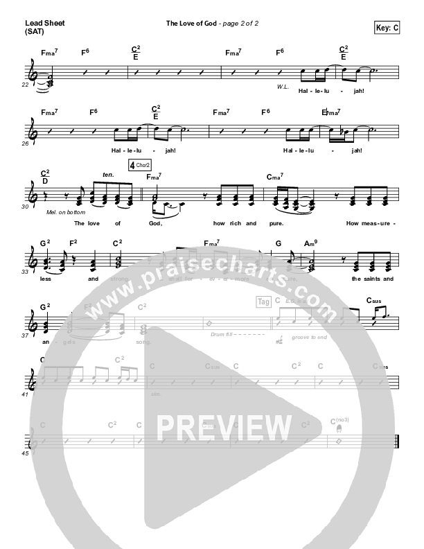 The Love Of God Lead Sheet (MercyMe)