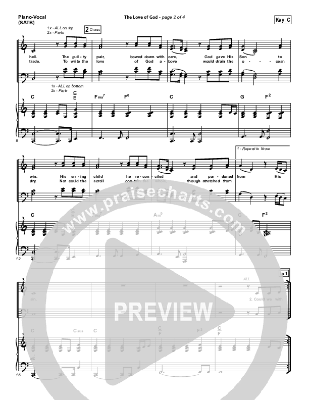 The Love Of God Piano/Vocal (MercyMe)