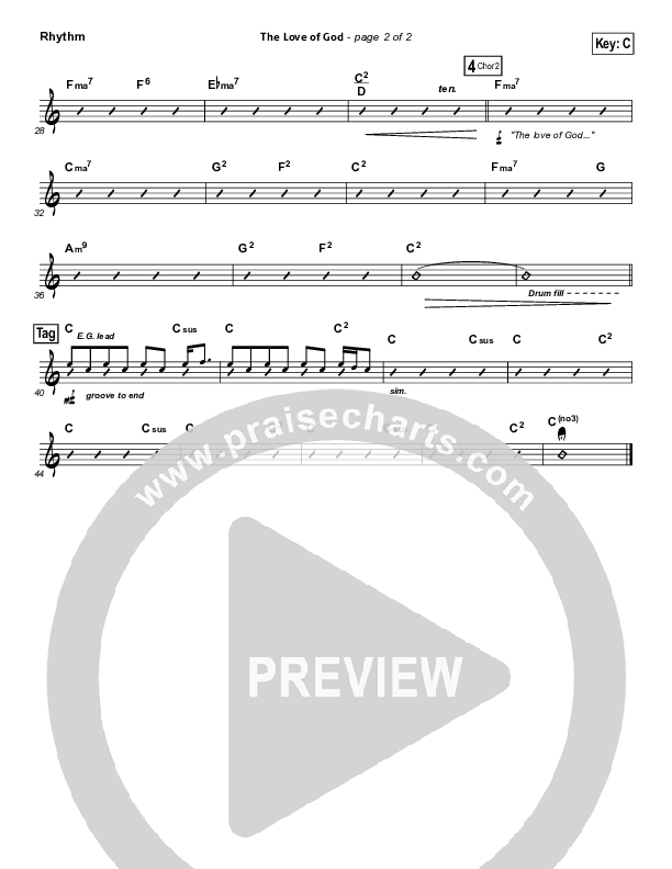 The Love Of God Rhythm Chart (MercyMe)