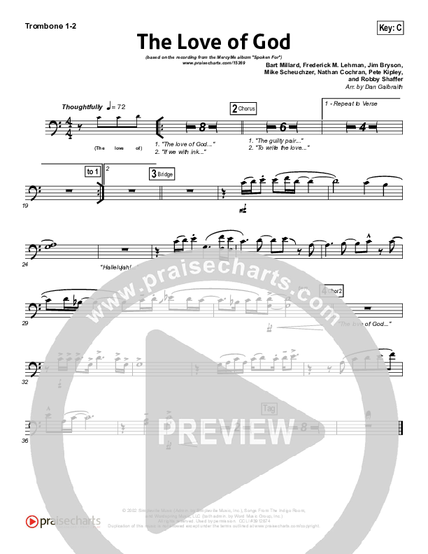 The Love Of God Trombone 1/2 (MercyMe)