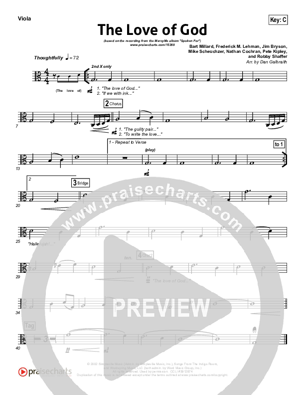 The Love Of God Viola (MercyMe)