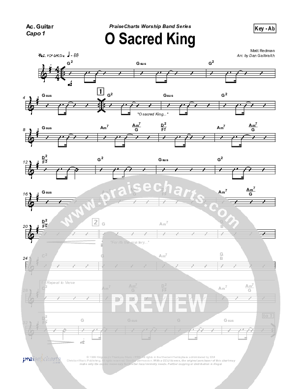 O Sacred King Rhythm Chart (Matt Redman)