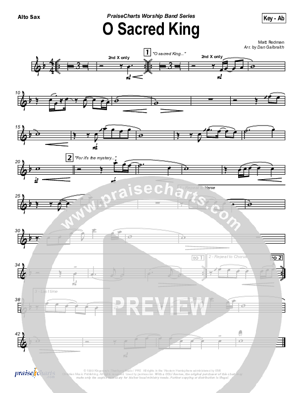 O Sacred King Alto Sax (Matt Redman)