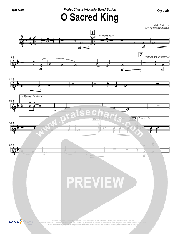 O Sacred King Bari Sax (Matt Redman)