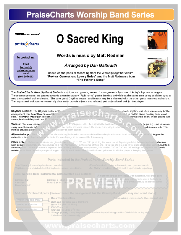O Sacred King Cover Sheet (Matt Redman)
