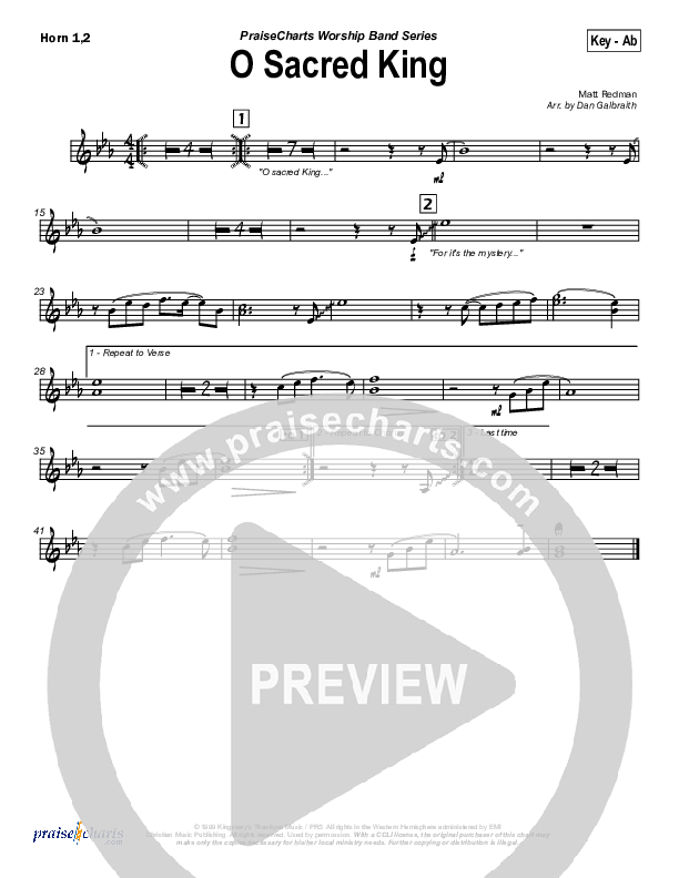 O Sacred King French Horn 1/2 (Matt Redman)