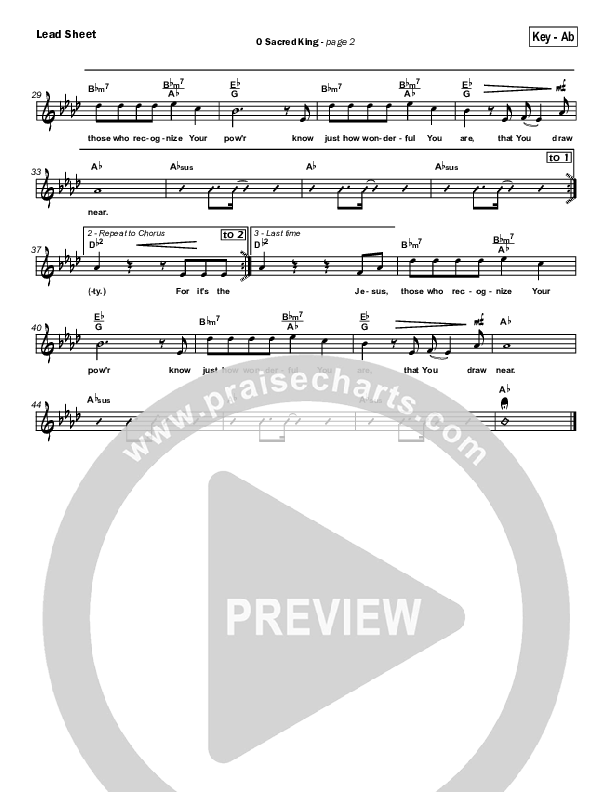 O Sacred King Lead Sheet (SAT) (Matt Redman)