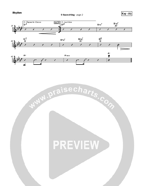 O Sacred King Rhythm Chart (Matt Redman)