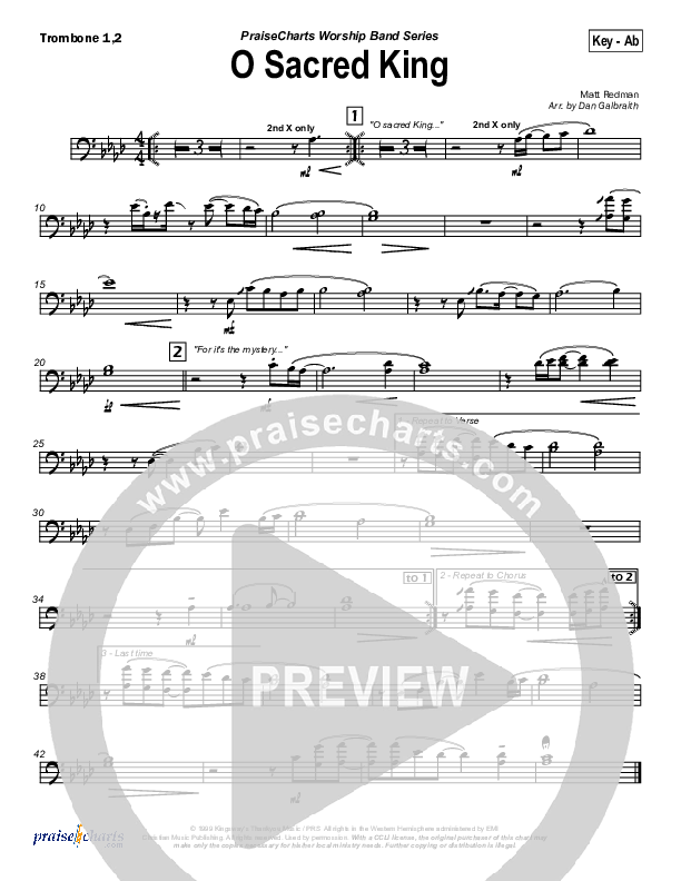 O Sacred King Trombone 1/2 (Matt Redman)