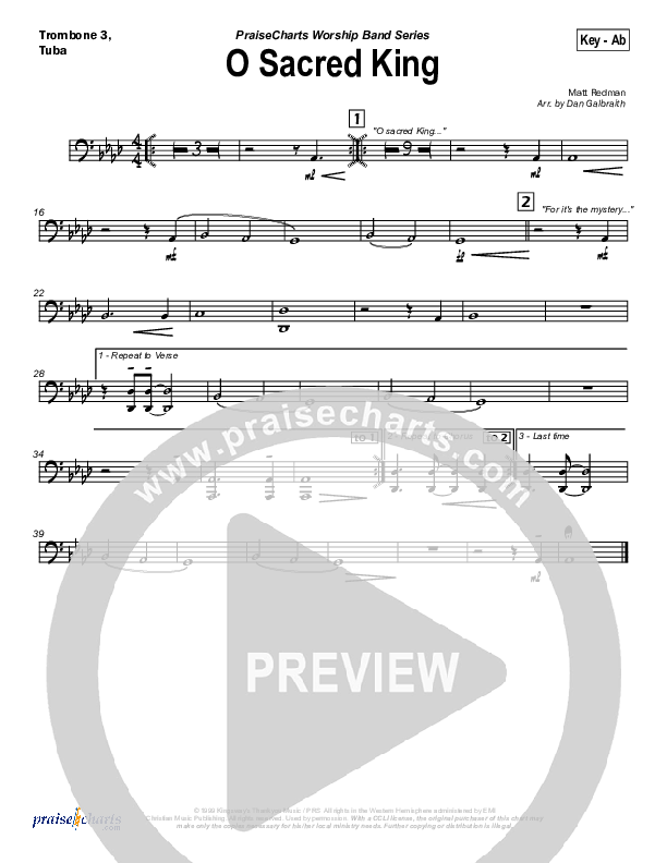 O Sacred King Trombone 3/Tuba (Matt Redman)