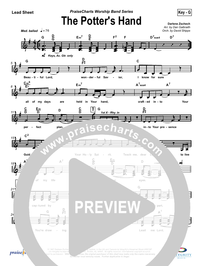The Potter's Hand Sheet Music PDF (Hillsong Worship) PraiseCharts
