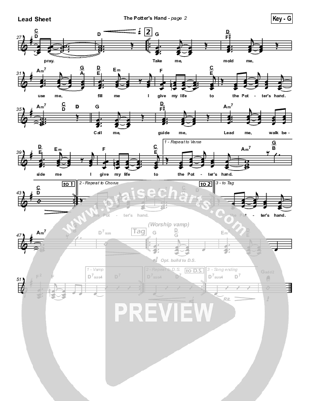 The Potter's Hand Lead Sheet (Hillsong Worship)