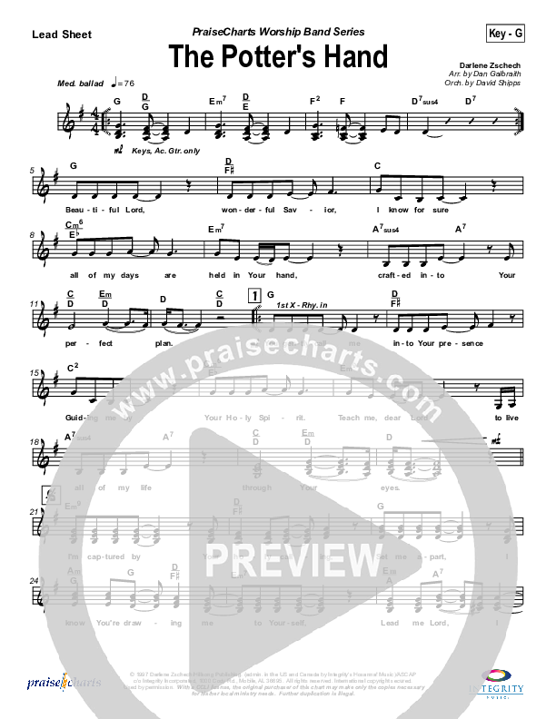 The Potter's Hand Lead Sheet (SAT) (Hillsong Worship)