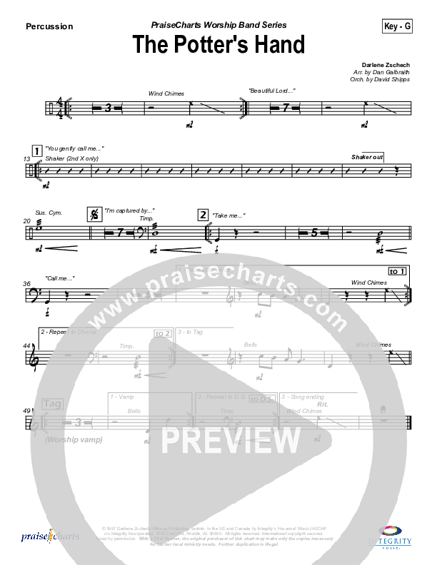 The Potter's Hand Percussion Sheet Music PDF (Hillsong Worship