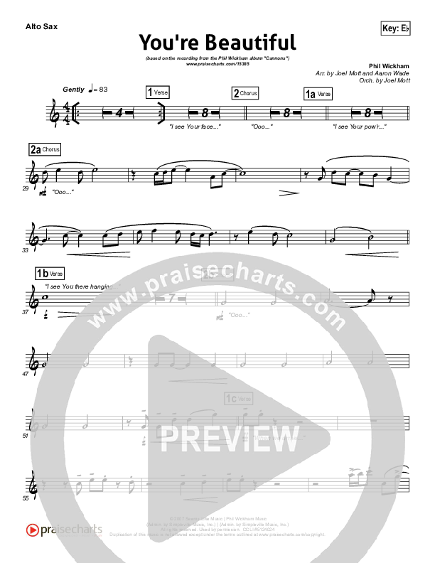 You're Beautiful Alto Sax (Phil Wickham)