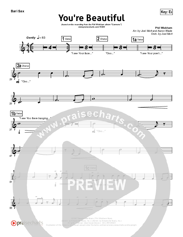 You're Beautiful Bari Sax (Phil Wickham)