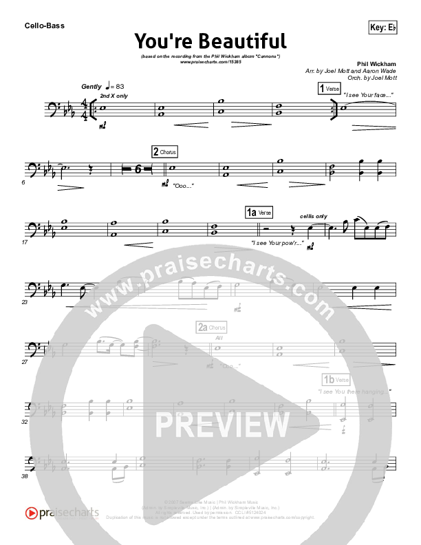 You're Beautiful Cello/Bass (Phil Wickham)