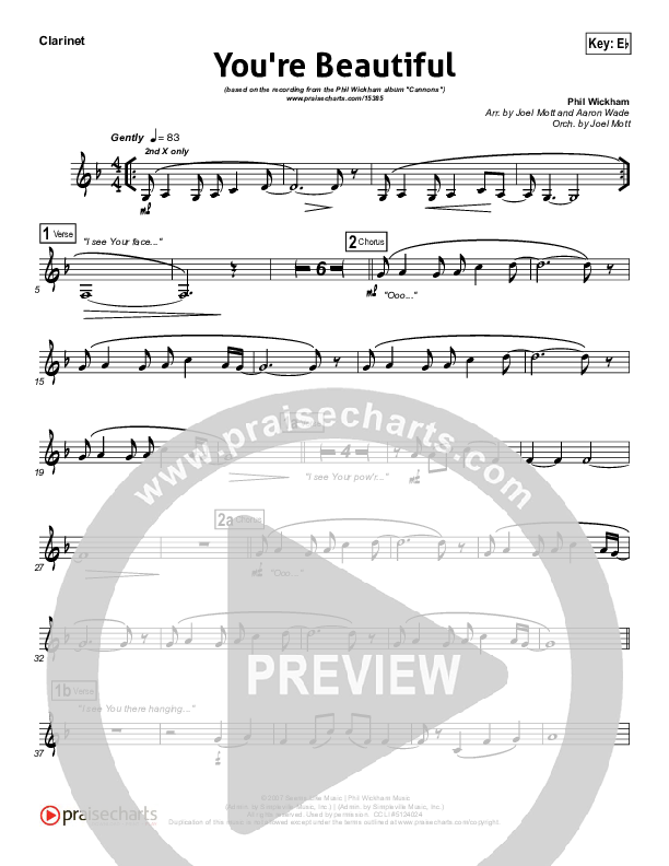 You're Beautiful Clarinet (Phil Wickham)