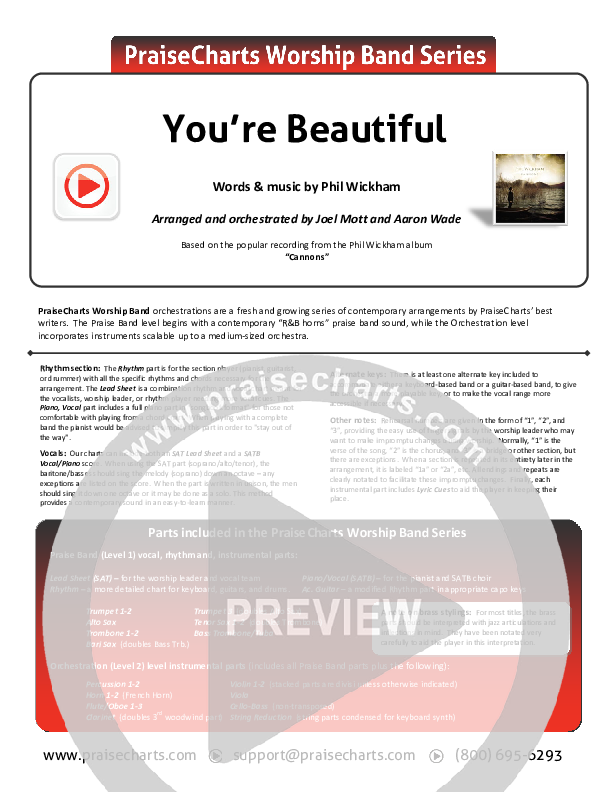 You're Beautiful Cover Sheet (Phil Wickham)
