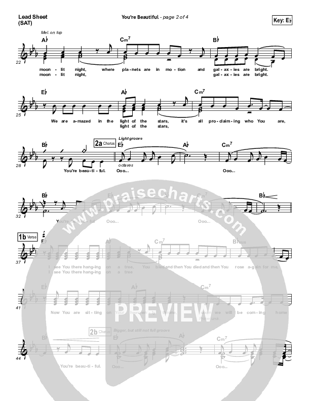 You're Beautiful Lead Sheet (Phil Wickham)