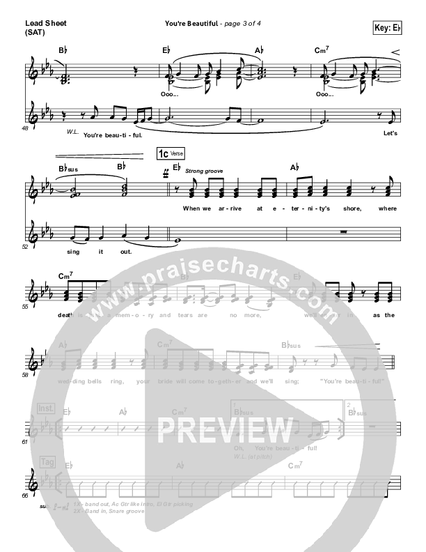 You're Beautiful Lead Sheet (Phil Wickham)