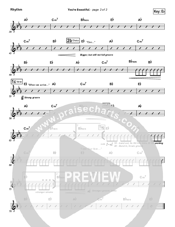 You're Beautiful Rhythm Chart (Phil Wickham)