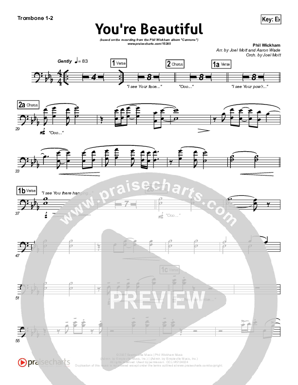 You're Beautiful Trombone 1/2 (Phil Wickham)