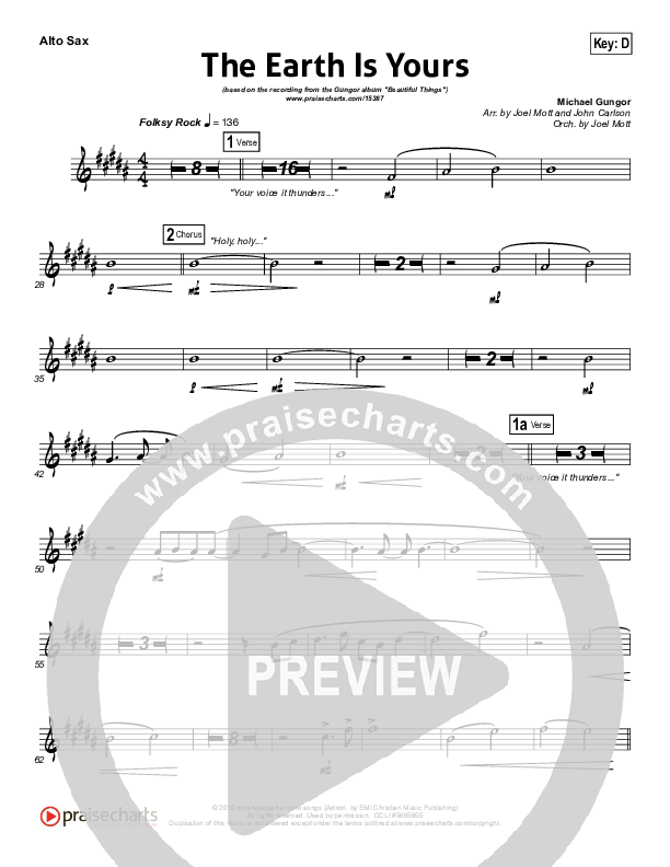 The Earth Is Yours Alto Sax (Gungor)