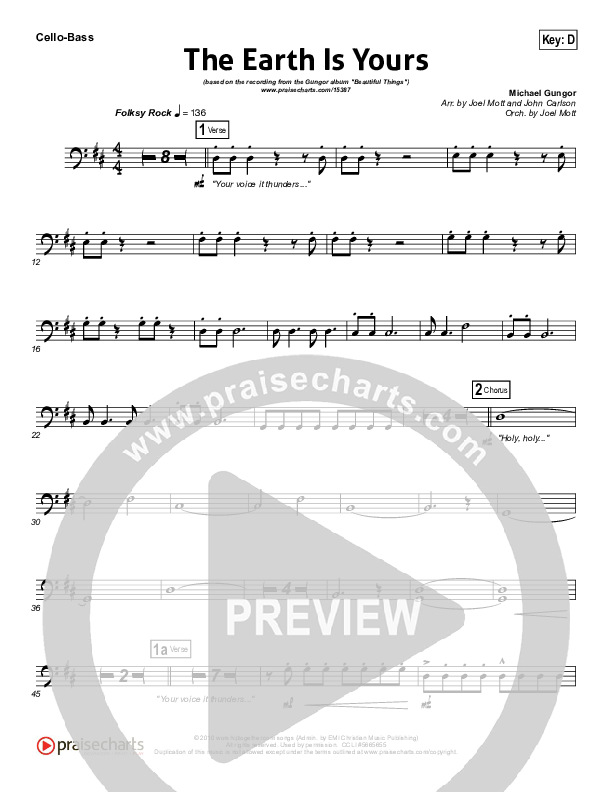 The Earth Is Yours Cello/Bass (Gungor)