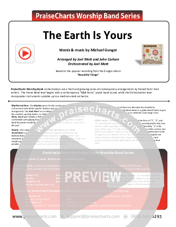 The Earth Is Yours Cover Sheet (Gungor)