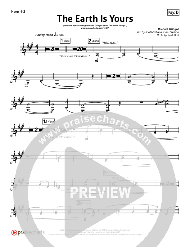 The Earth Is Yours French Horn 1/2 (Gungor)