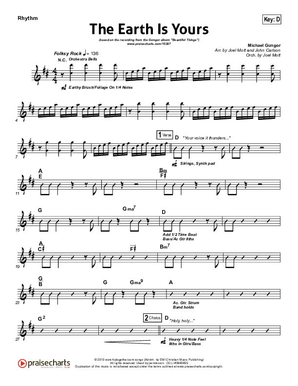 The Earth Is Yours Rhythm Chart (Gungor)