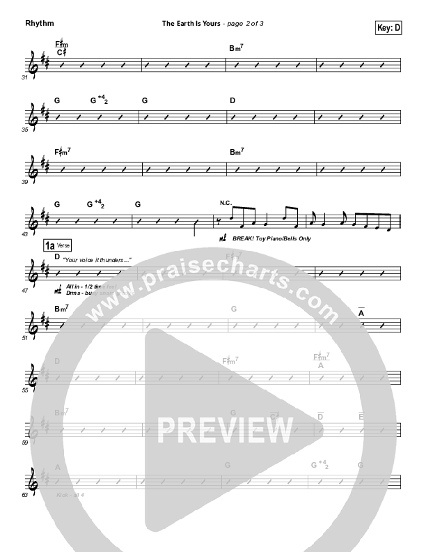 The Earth Is Yours Rhythm Chart (Gungor)