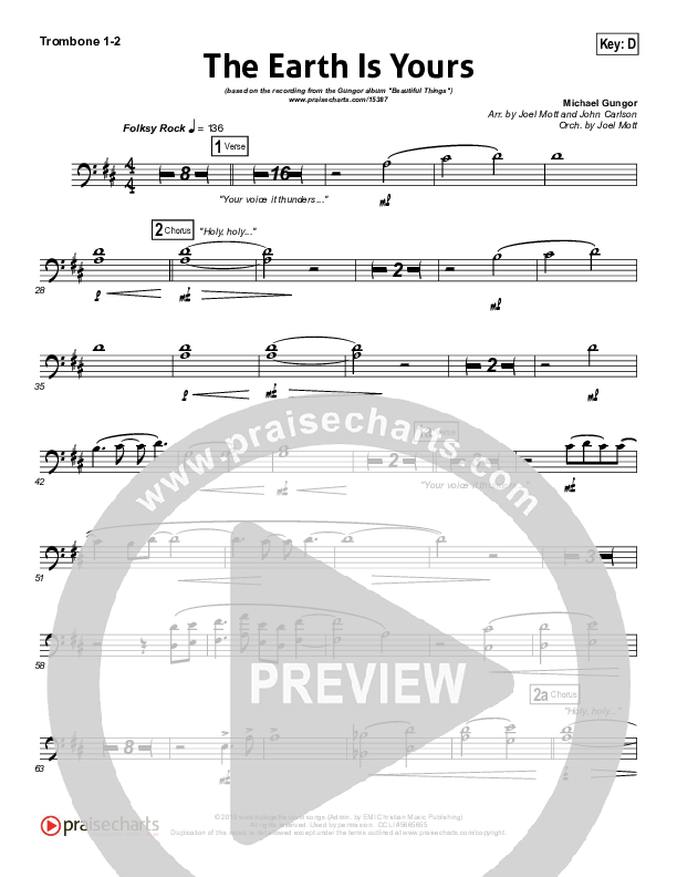 The Earth Is Yours Trombone 1/2 (Gungor)