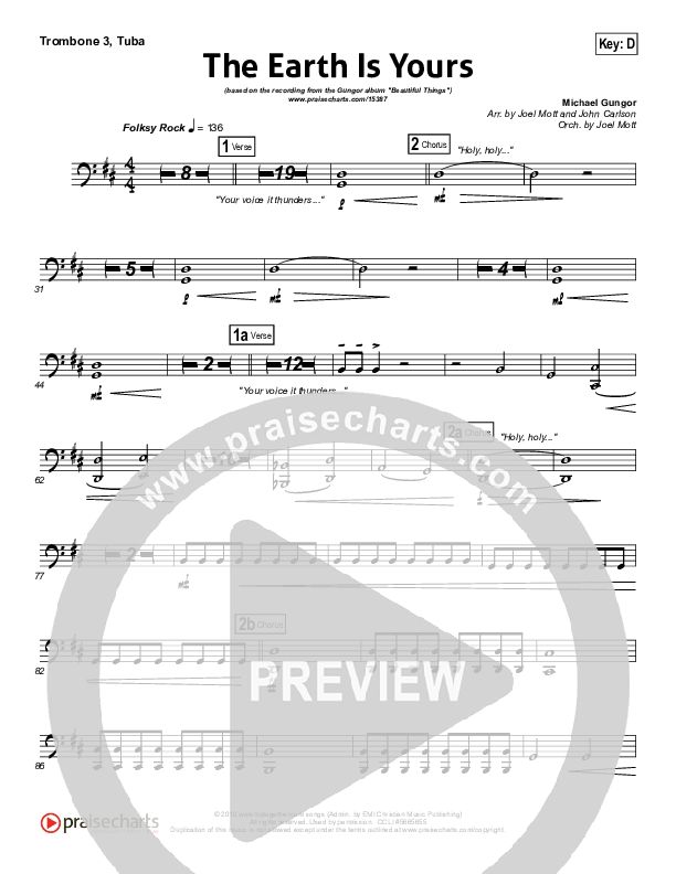 The Earth Is Yours Trombone 3/Tuba (Gungor)