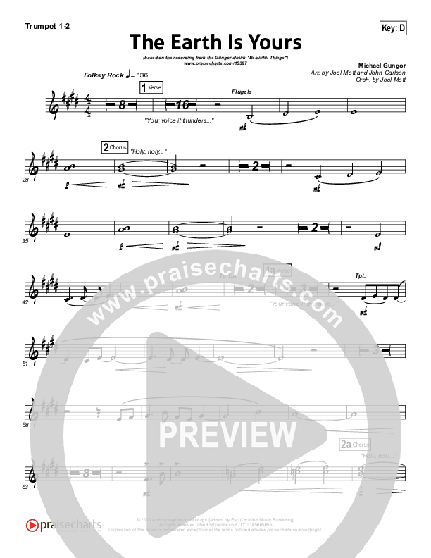 The Earth Is Yours Trumpet 1,2 (Gungor)