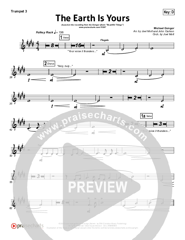 The Earth Is Yours Trumpet 3 (Gungor)