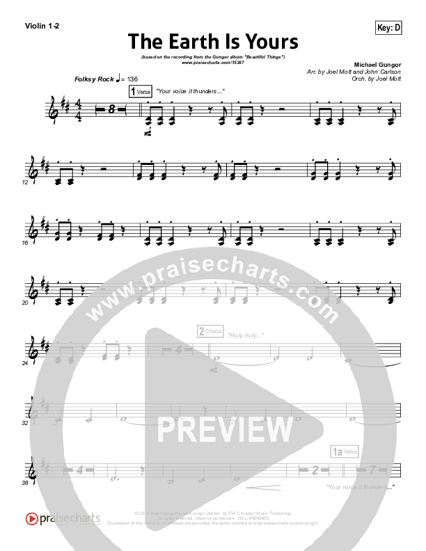 The Earth Is Yours Violin 1/2 (Gungor)