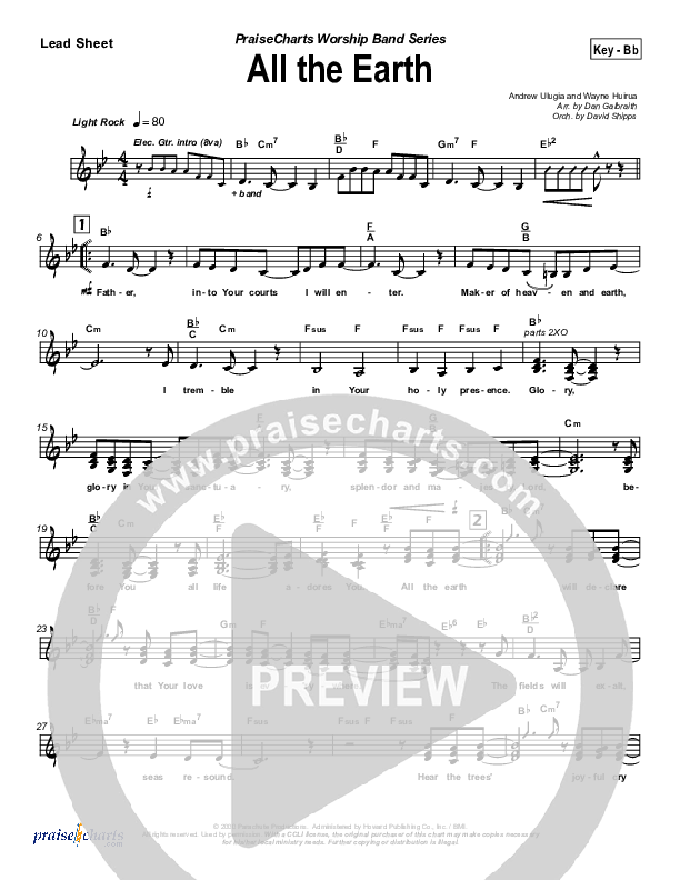 All The Earth Lead Sheet (Parachute Band)