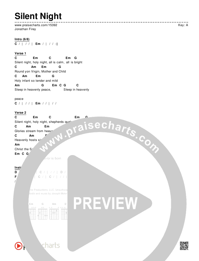 Silent Night Chords & Lyrics (Jonathan Firey)