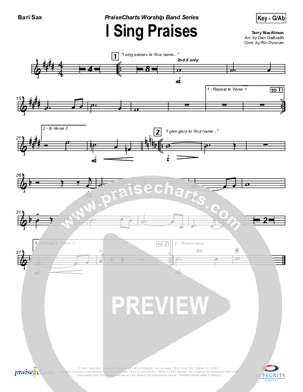 I Sing Praises Bari Sax (Terry MacAlmon)