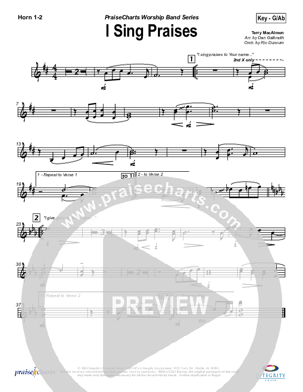 I Sing Praises French Horn 1/2 (Terry MacAlmon)