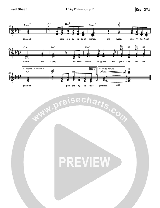 I Sing Praises Lead Sheet (Terry MacAlmon)