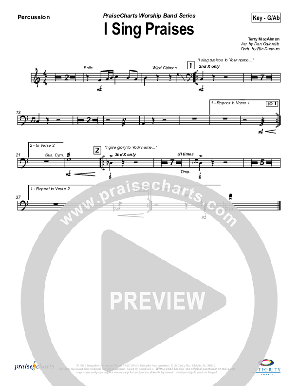I Sing Praises Percussion (Terry MacAlmon)