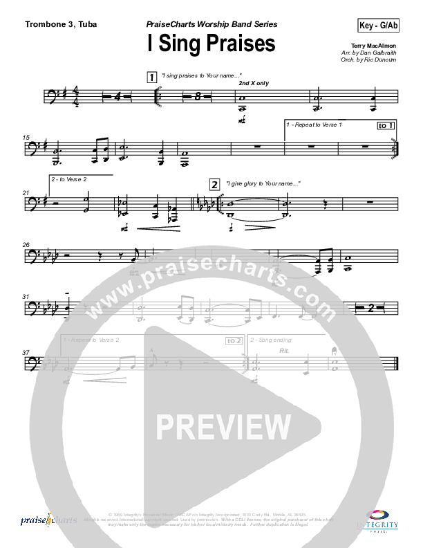 I Sing Praises Trombone 3/Tuba (Terry MacAlmon)