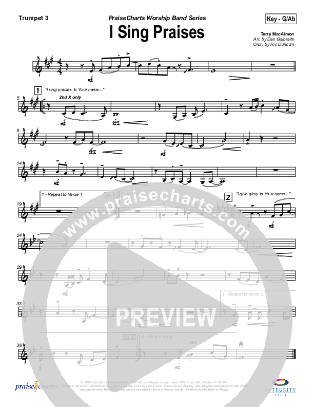 I Sing Praises Trumpet 3 (Terry MacAlmon)