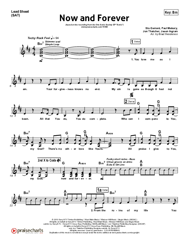 Now And Forever Lead Sheet (One Sonic Society)