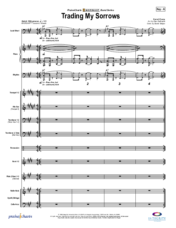 Trading My Sorrows Conductor's Score (Darrell Evans)