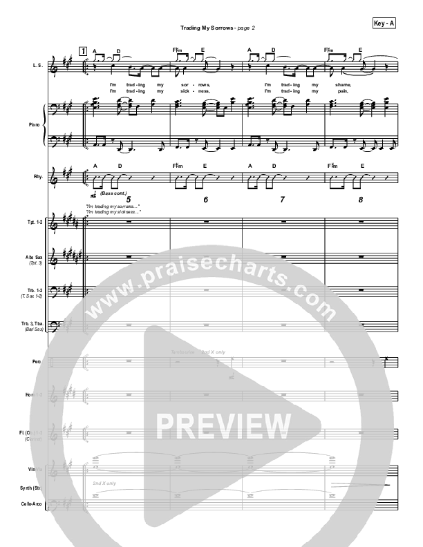 Trading My Sorrows Conductor's Score (Darrell Evans)