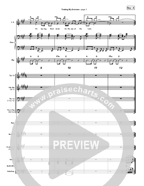 Trading My Sorrows Conductor's Score (Darrell Evans)